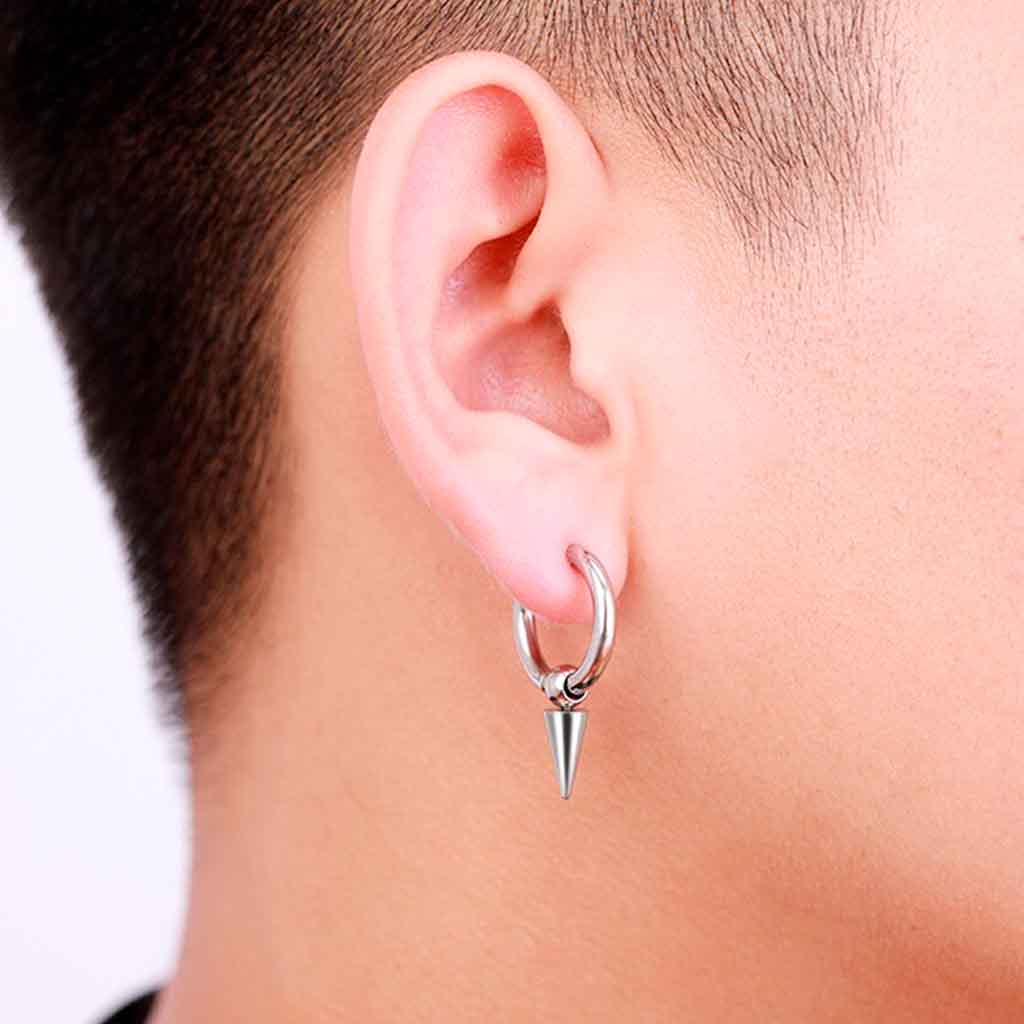 Aros Hombre Punk Color Plata Moda Juvenil