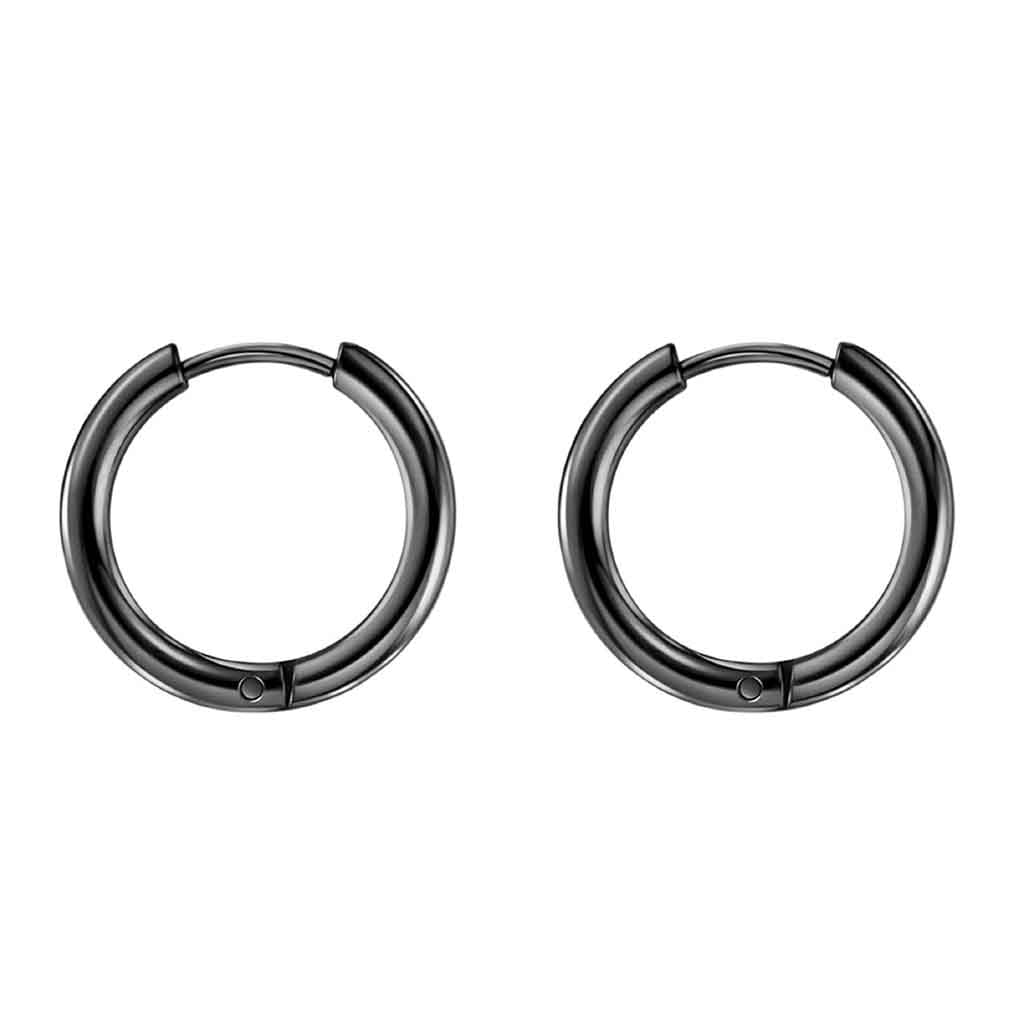 Set de Aros de Hombres Aros Mujer Aros Argolla Acero Negro