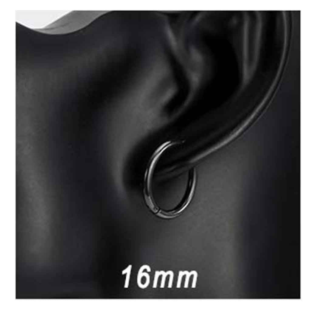 Set de Aros de Hombres Aros Mujer Aros Argolla Acero Negro