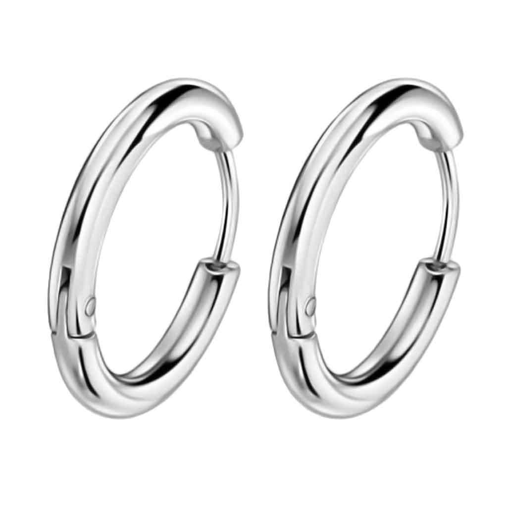 Set de Aros de Hombres Plata Aros Mujer Aros Argolla Acero
