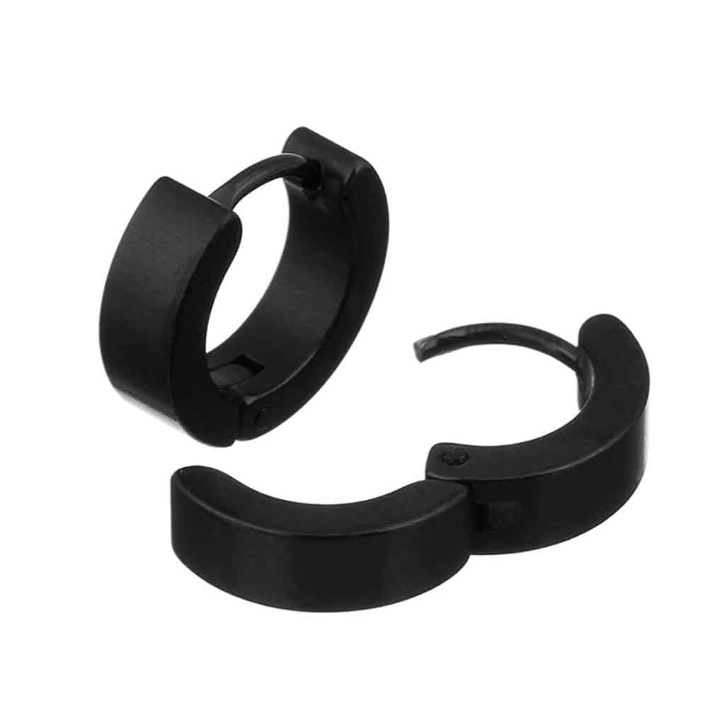 Aros Hombre Argollas Huggies Acero Negro