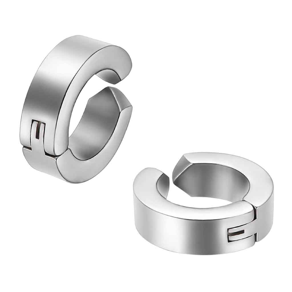 Aros Hombre Argollas Piercing Falsos Color Plata