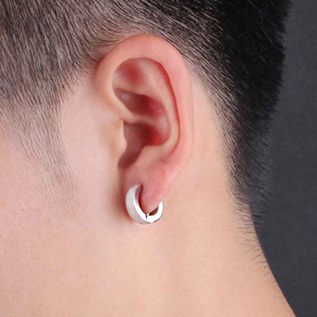Aros Hombre Argollas Piercing Falsos Color Plata