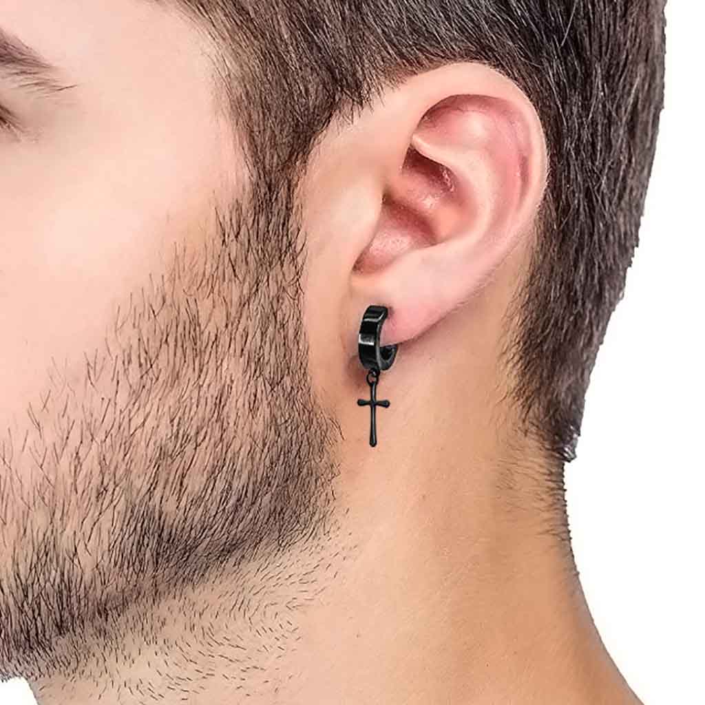 Aros Hombre Mujer Punk Cruz Moda Juvenil