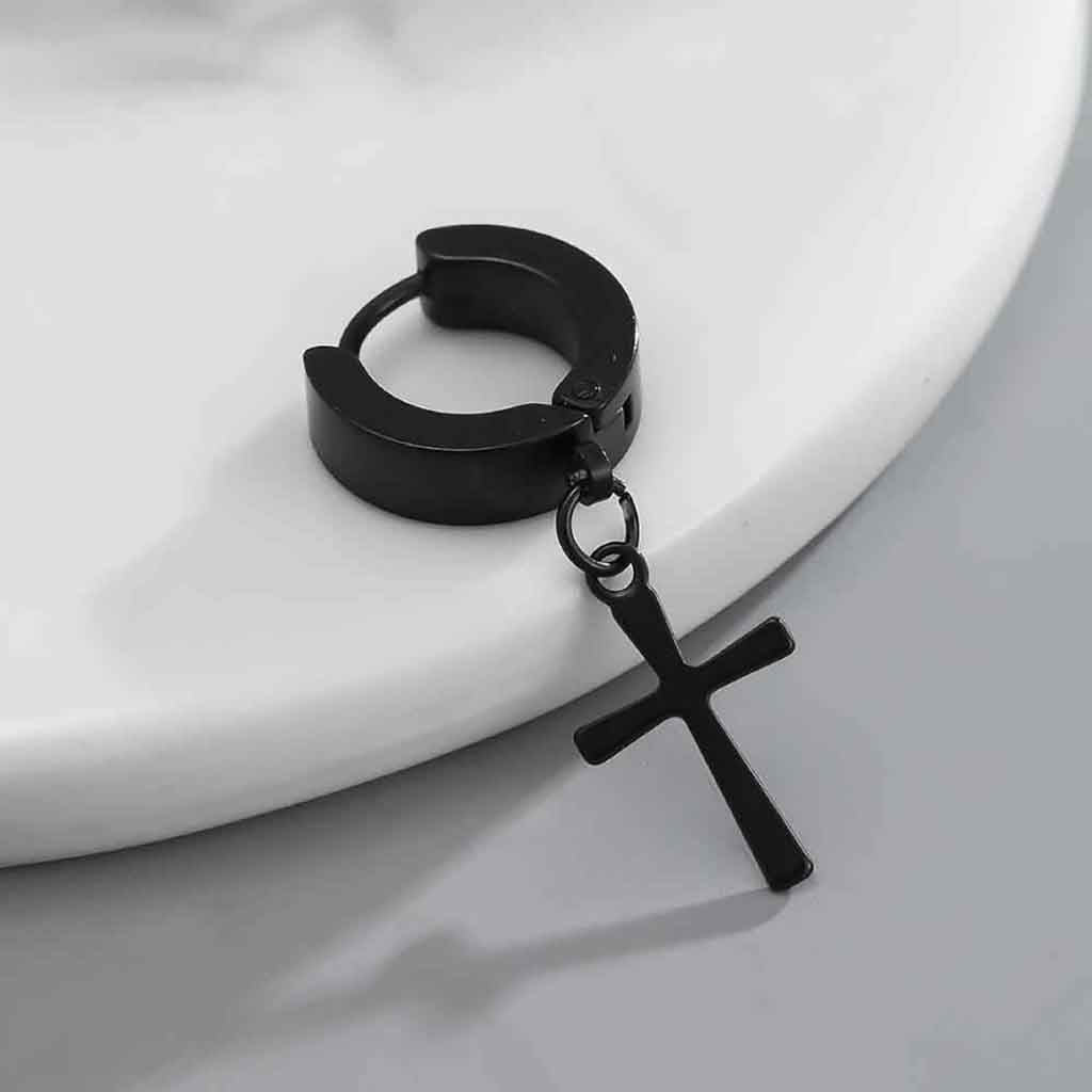 Aros Hombre Mujer Punk Cruz Moda Juvenil