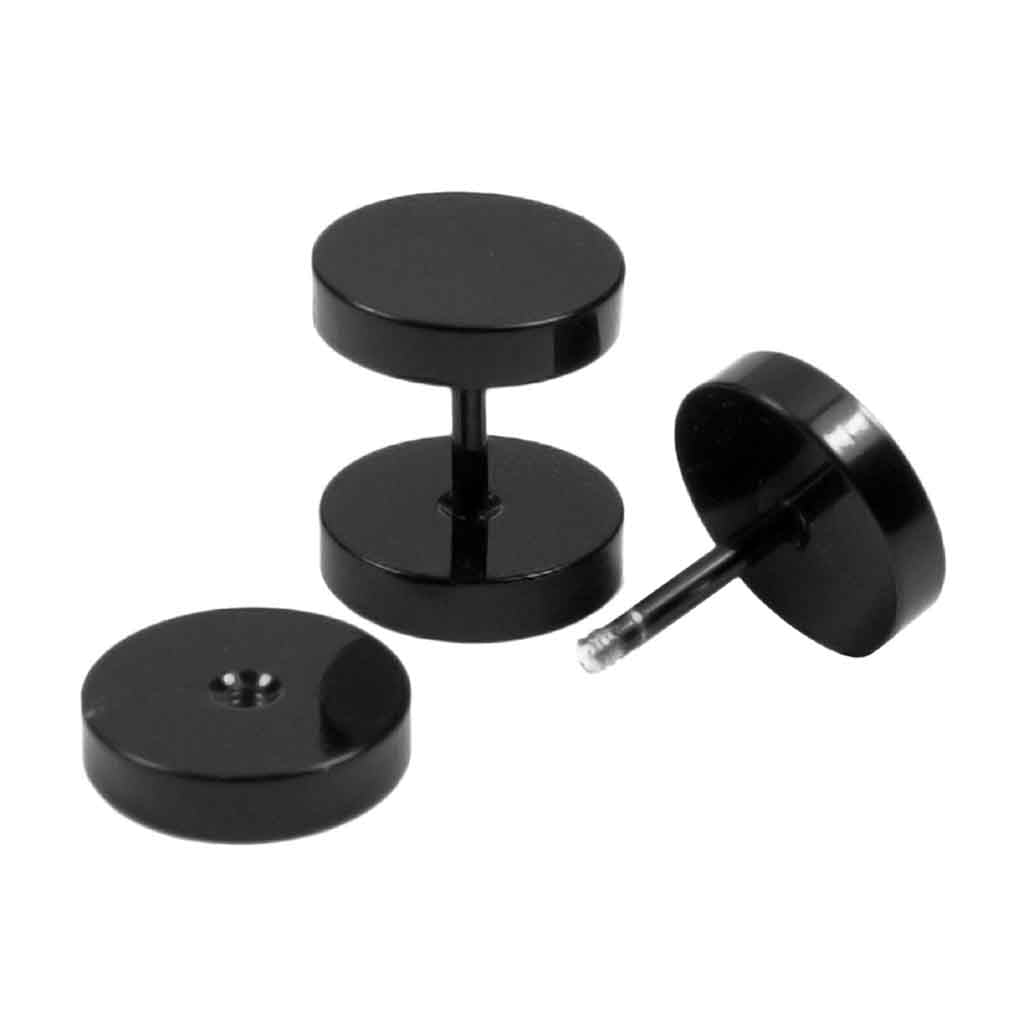 Set de Aros de Hombres Aros Mujer Aros Tunel Acero Negro