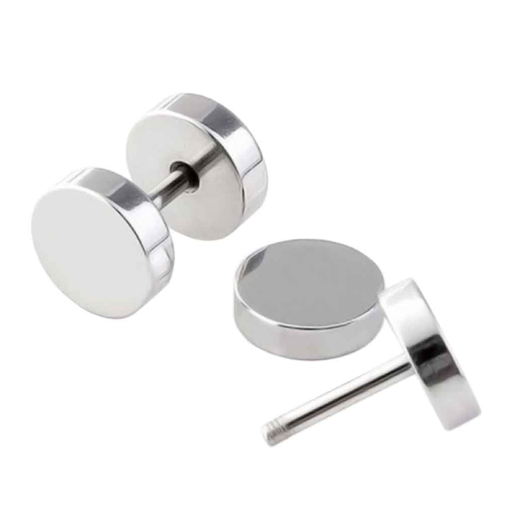 Set de Aros Hombre Plata Aros Mujer Tunel Acero Quirurgico