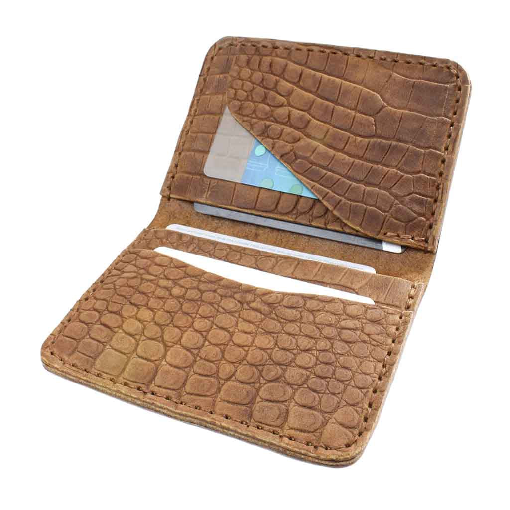 Tarjetero de Cuero Café Tipo Solapa Hombre Mujer