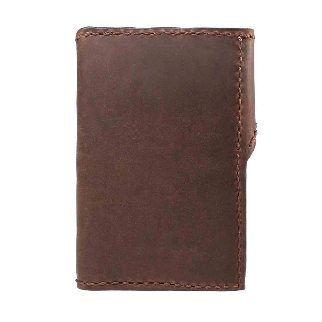 Tarjetero de Cuero Hombre Solapa Broche Marrón