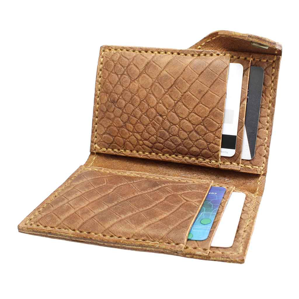 Tarjetero Mujer de Cuero Café Hombre con Broche