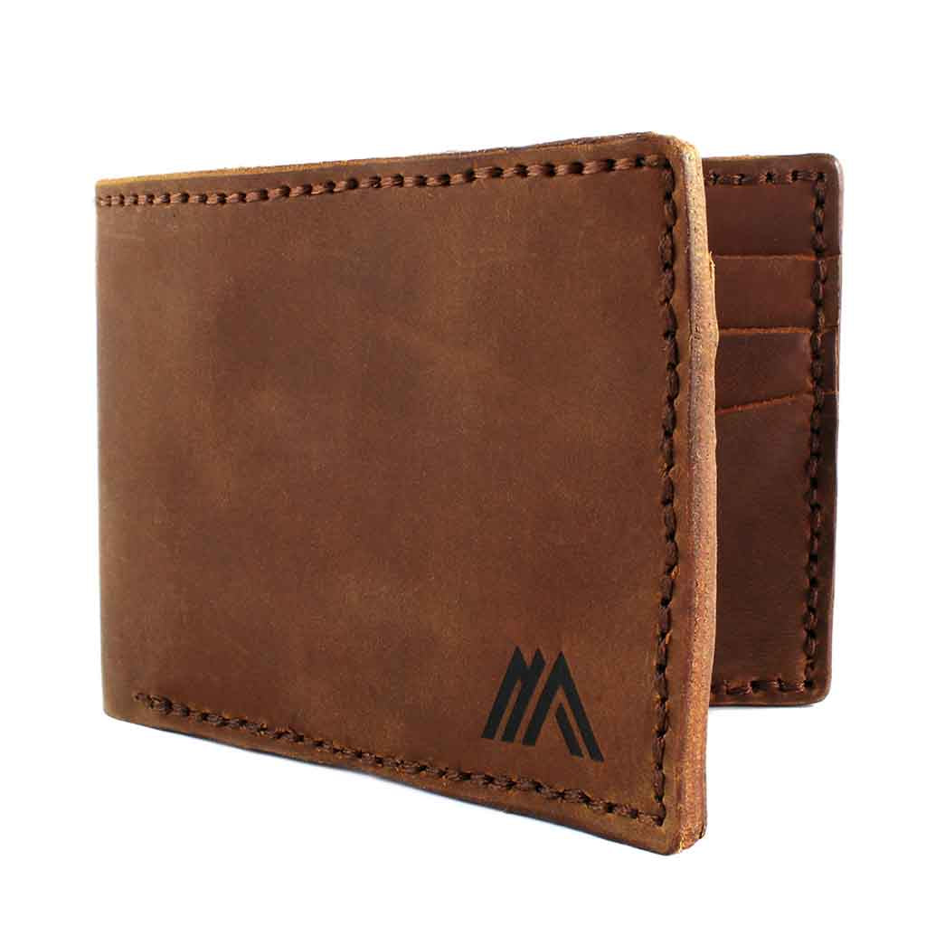 Billeteras de Cuero Hombre Clásica Solapa Café