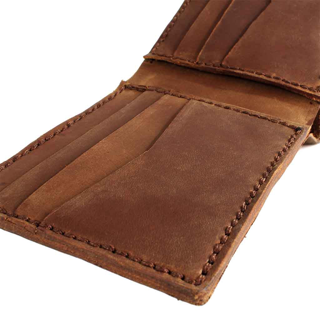 Billeteras de Cuero Hombre Clásica Solapa Café