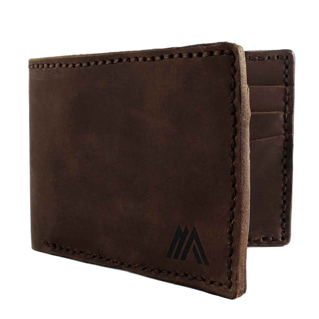 Billeteras Hombre Cuero Natural Clásica Solapa Marrón