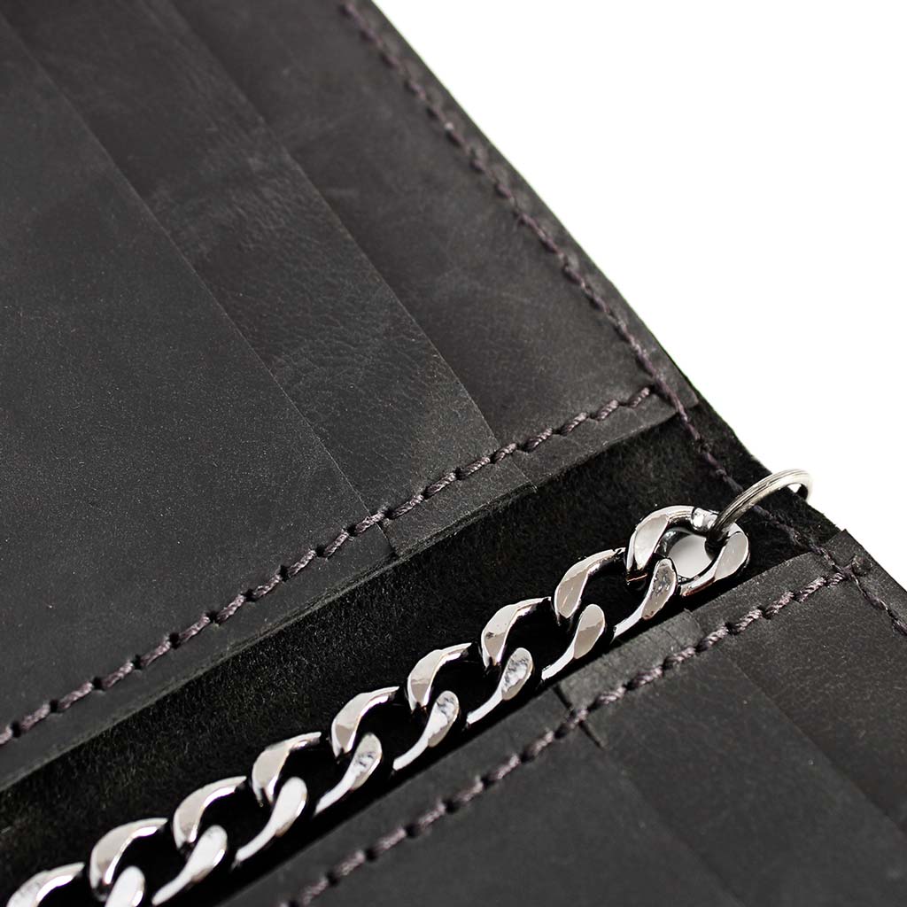 Tarjetero Hombre con Cadena Billetera Hombre Cuero Negro