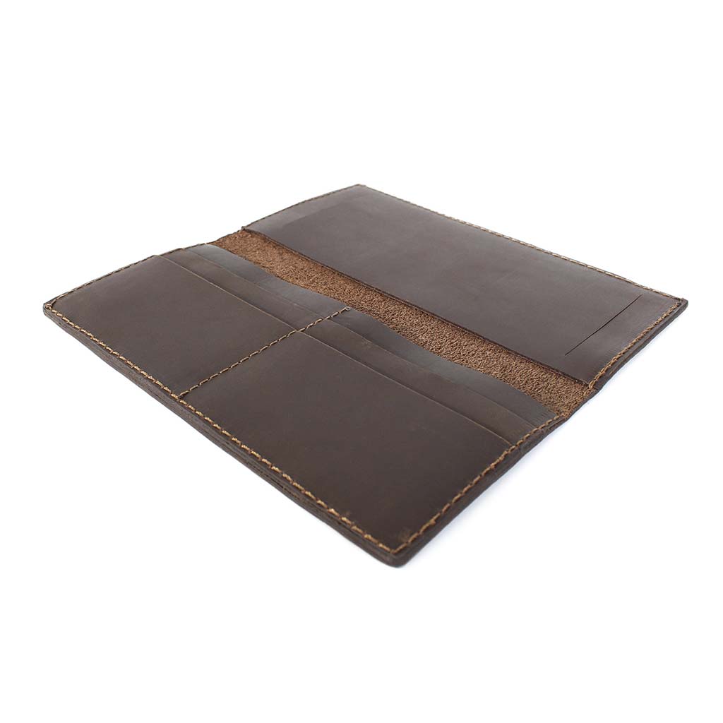 Porta Chequera Billeteras Hombre Cuero Natural Café