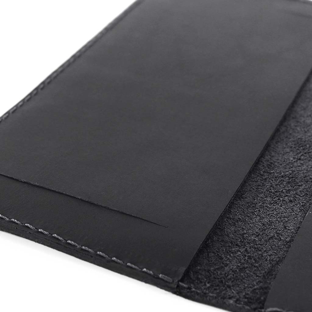 Billetera Hombre Porta Chequera Cuero Natural Negro