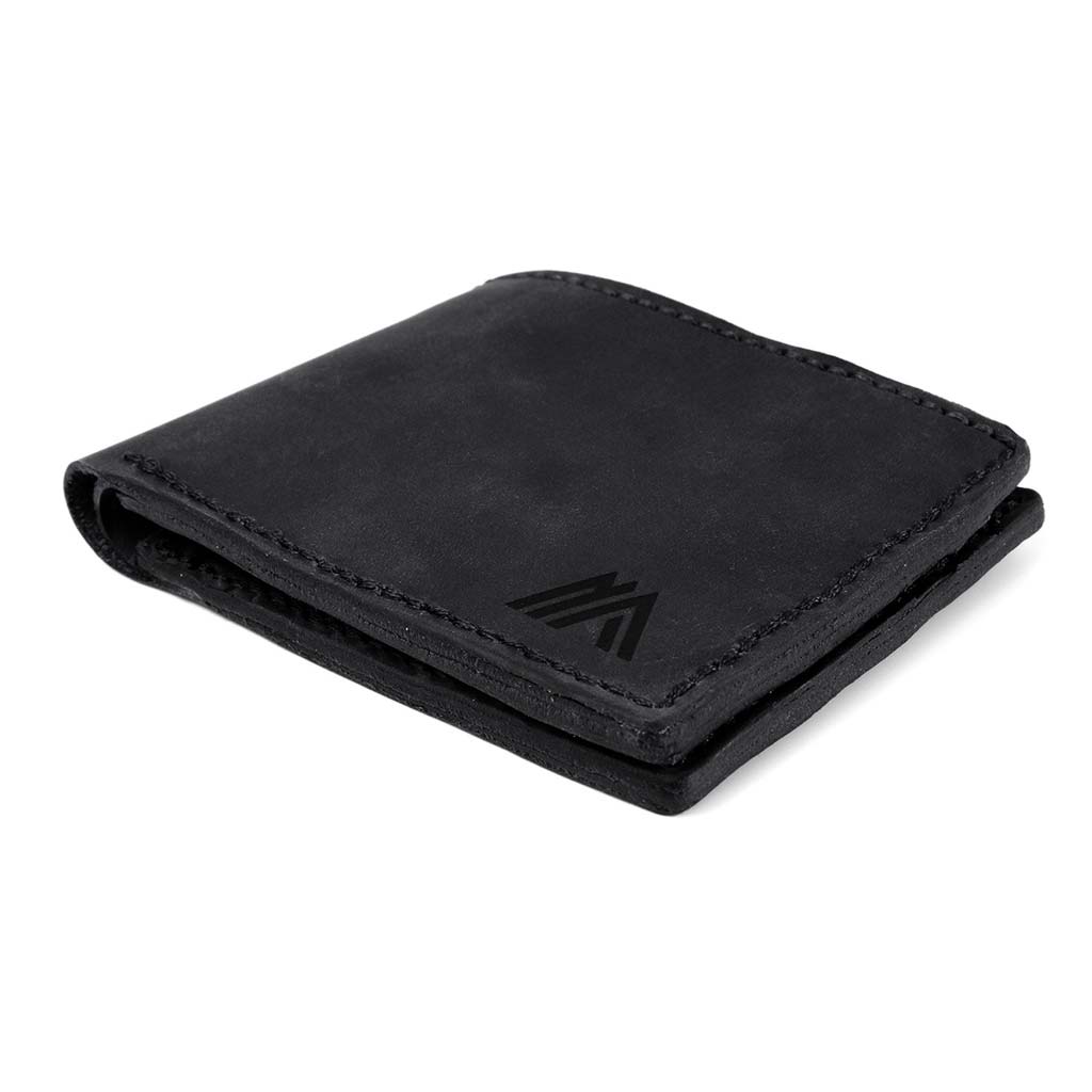 Billetera Cuero Natural Negro Solapa Compartimiento Unico