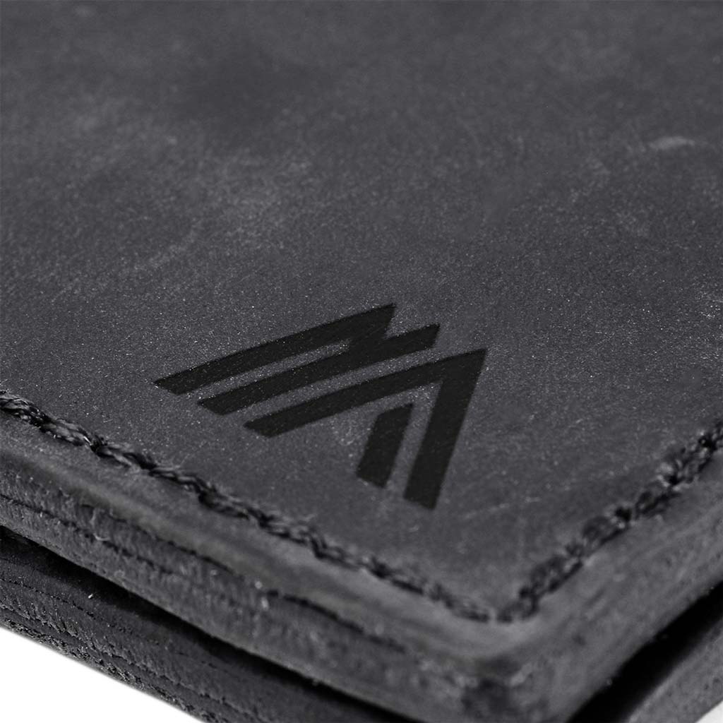 Billetera Cuero Natural Negro Solapa Compartimiento Unico