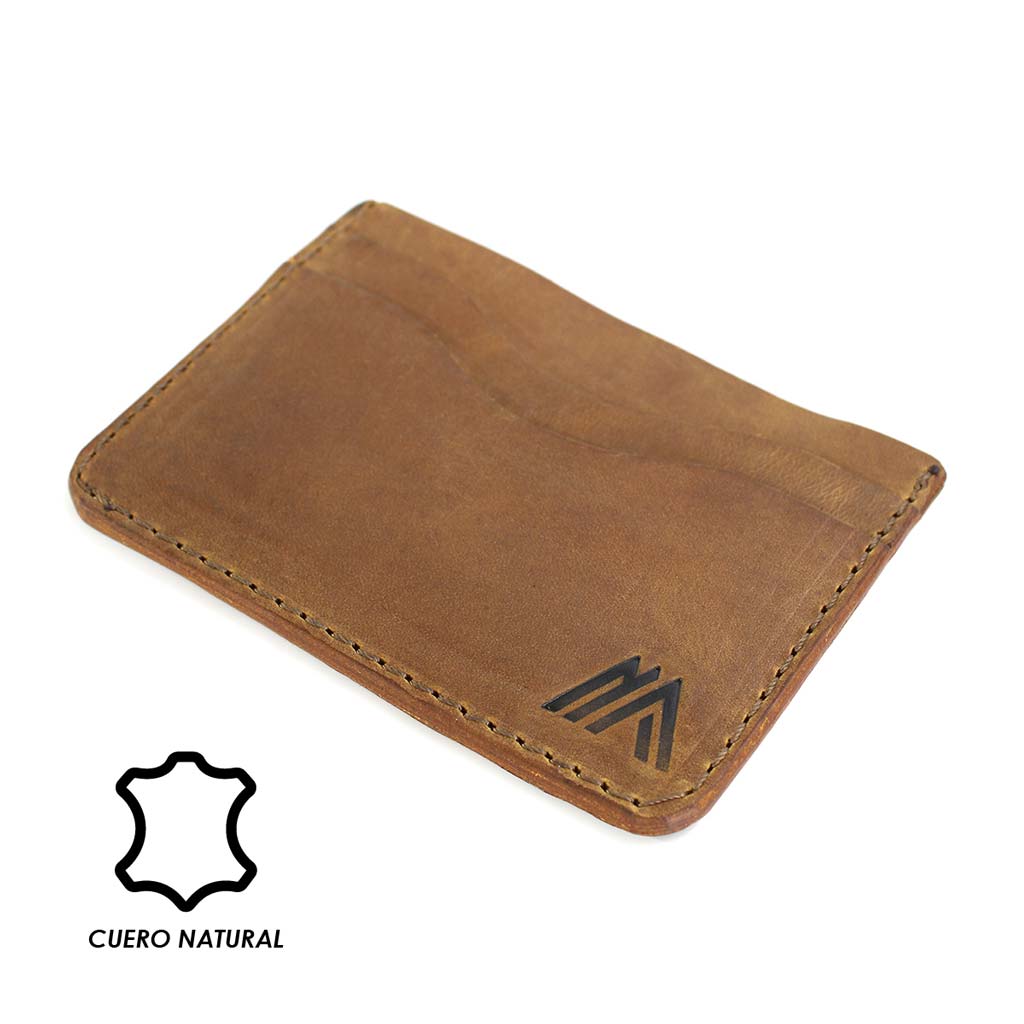 Tarjetero Porta Tarjeta Billetera Hombre Cuero Café