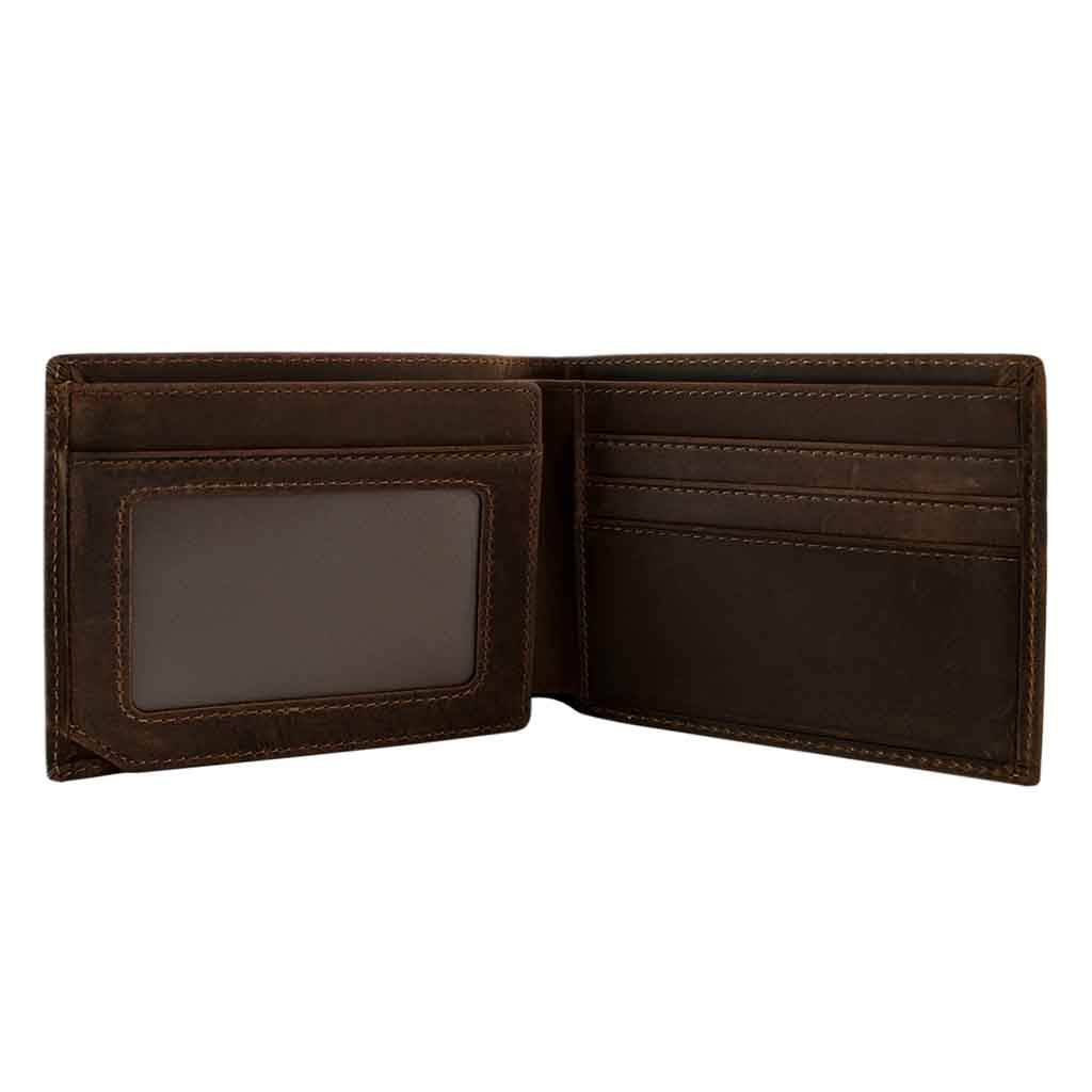 Billetera Desplegable Cuero Unicolor Café