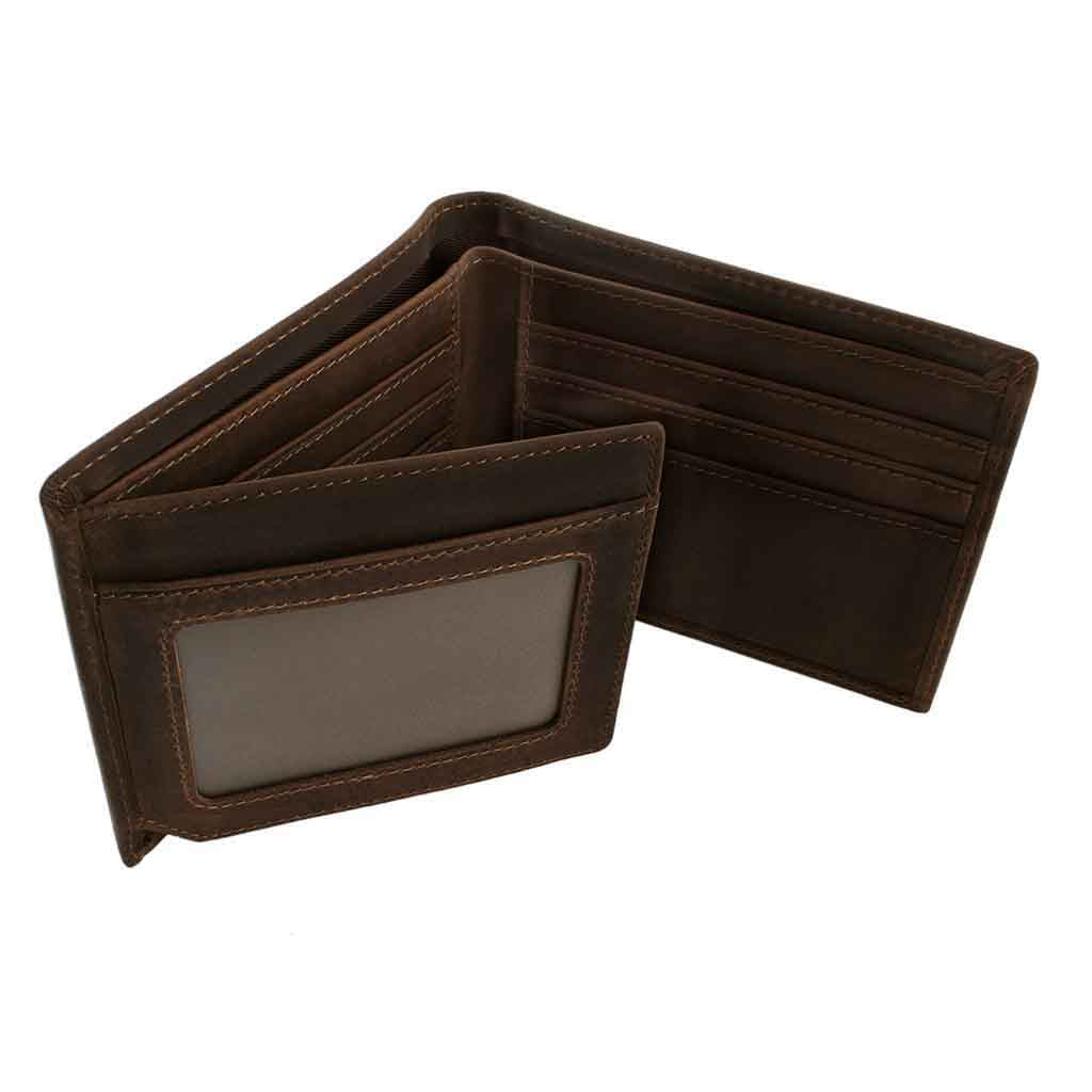 Billetera Desplegable Cuero Unicolor Café