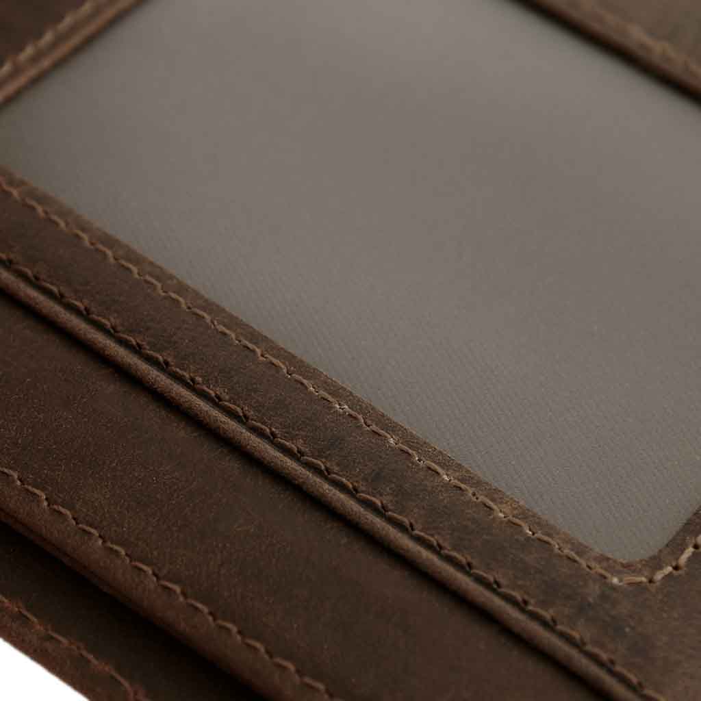 Billetera Desplegable Cuero Unicolor Café