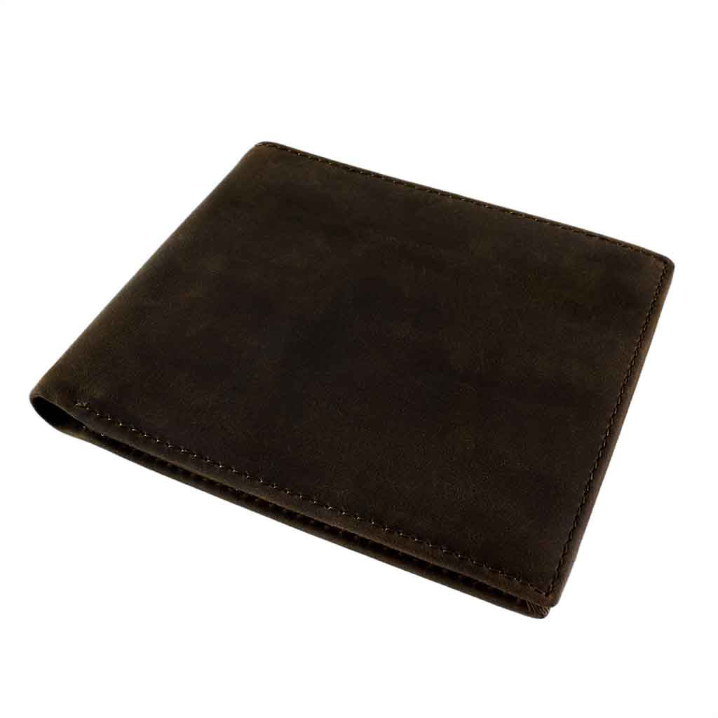 Billetera Desplegable Cuero Unicolor Marrón Oscuro