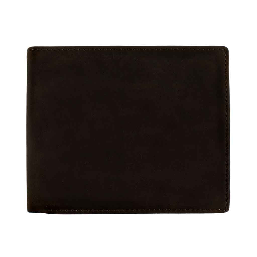 Billetera Desplegable Cuero Unicolor Marrón Oscuro