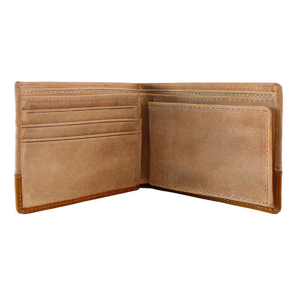 Billetera Monedero Cuero Natural Hombre Beige y Café