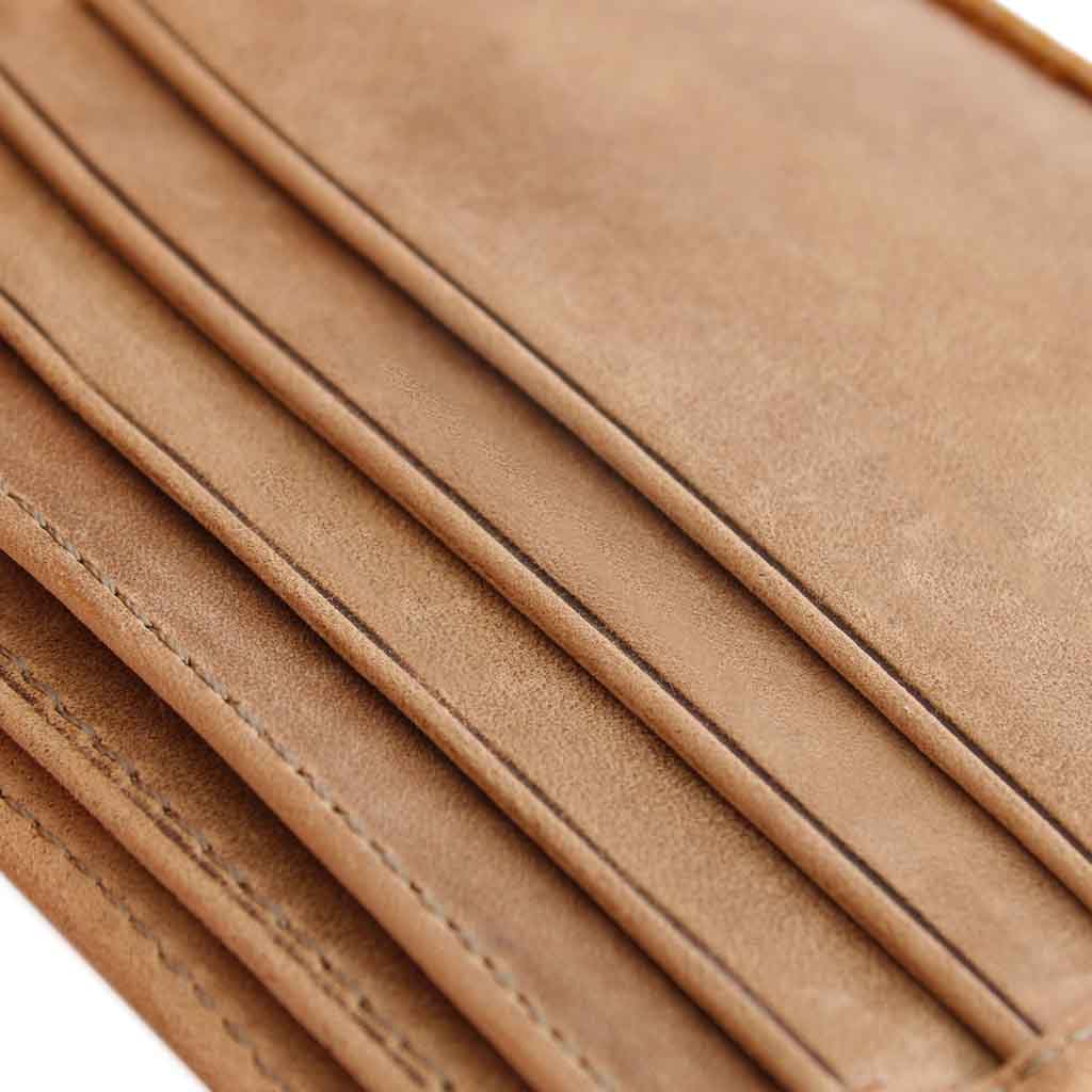 Billetera Monedero Cuero Natural Hombre Beige y Café