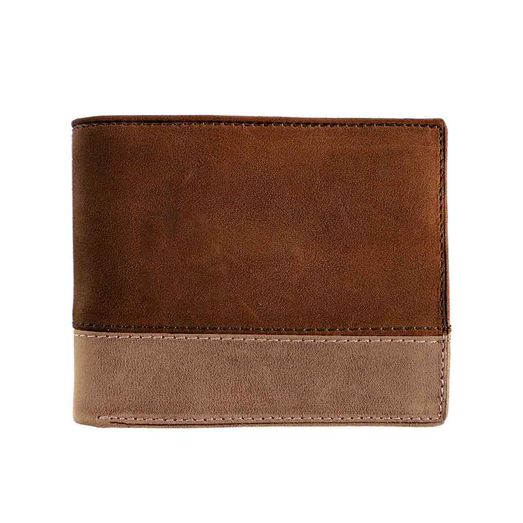 Billetera Monedero Cuero Natural Hombre Café y Beige