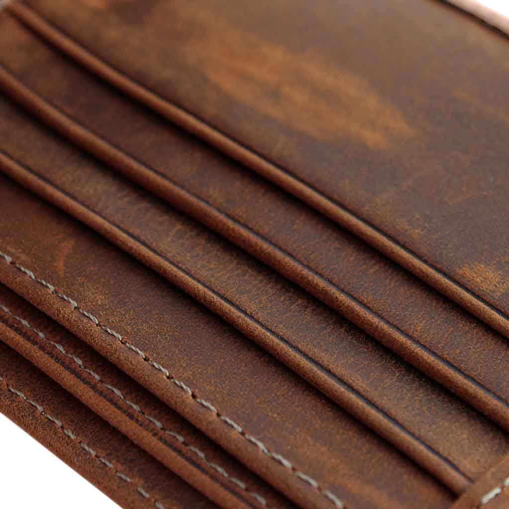 Billetera Monedero Cuero Natural Hombre Café y Beige