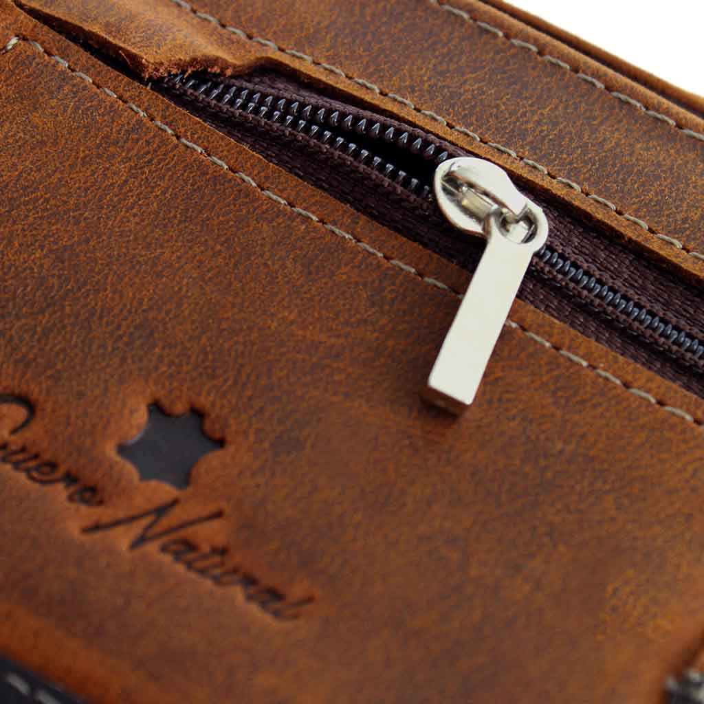 Billetera Monedero Cuero Natural Hombre Café y Negro