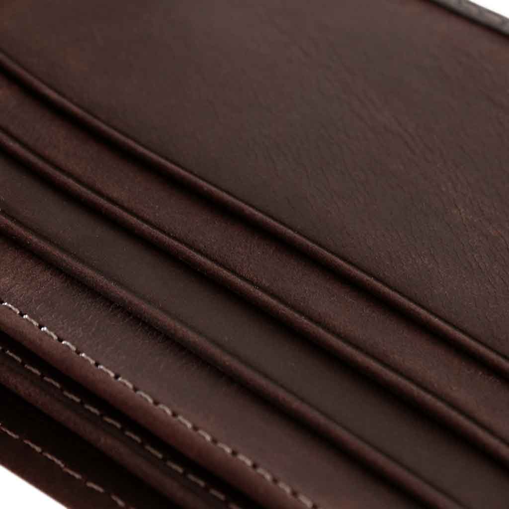 Billetera Monedero Cuero Natural Hombre Marrón y Azul