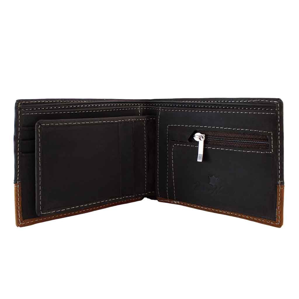 Billetera Monedero Cuero Natural Hombre Negro y Café