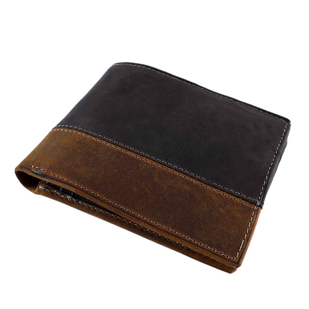 Billetera Monedero Cuero Natural Hombre Negro y Café