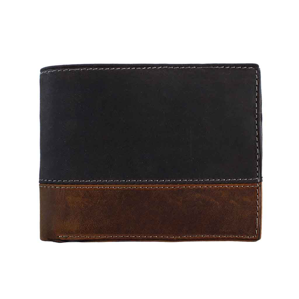 Billetera Monedero Cuero Natural Hombre Negro y Café