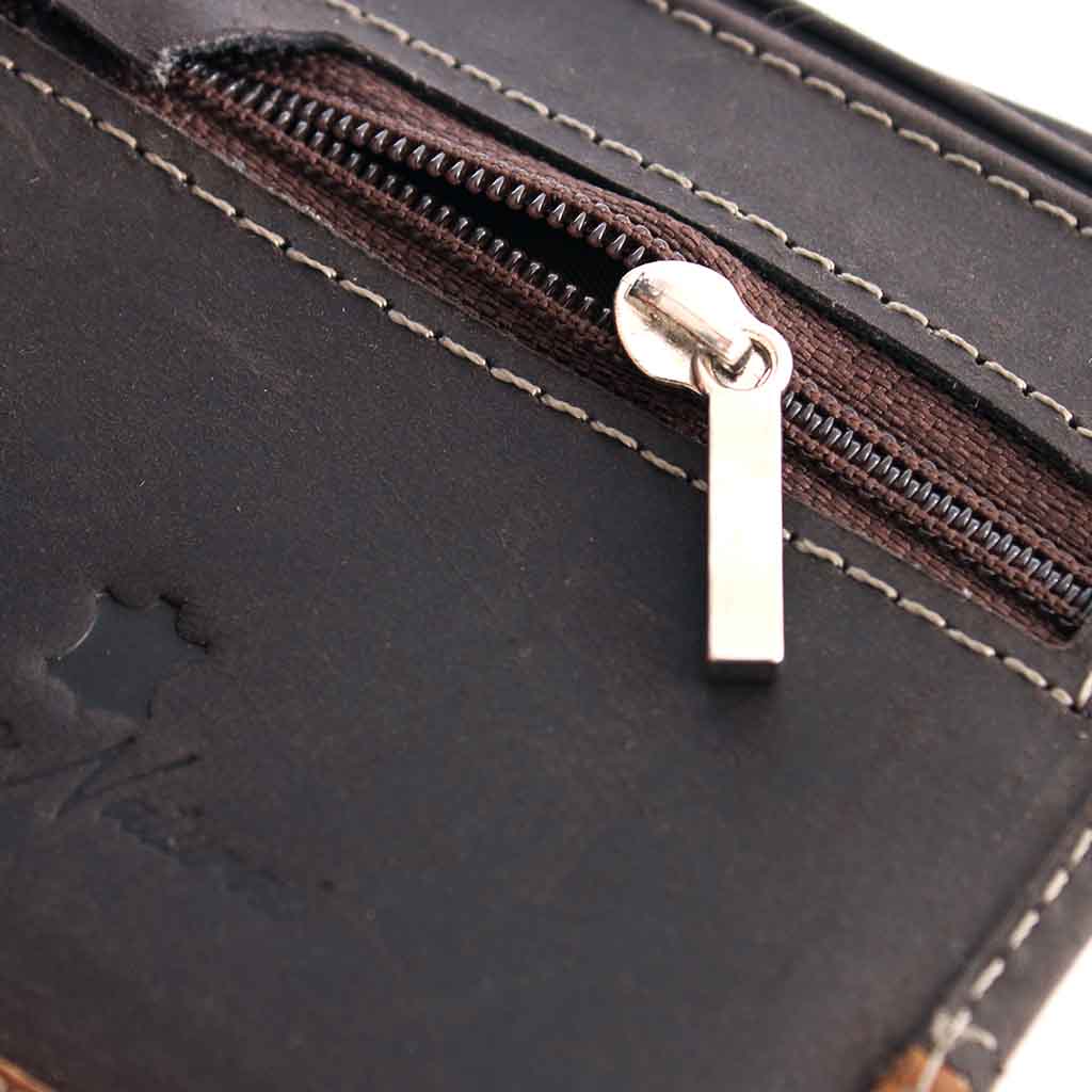 Billetera Monedero Cuero Natural Hombre Negro y Café