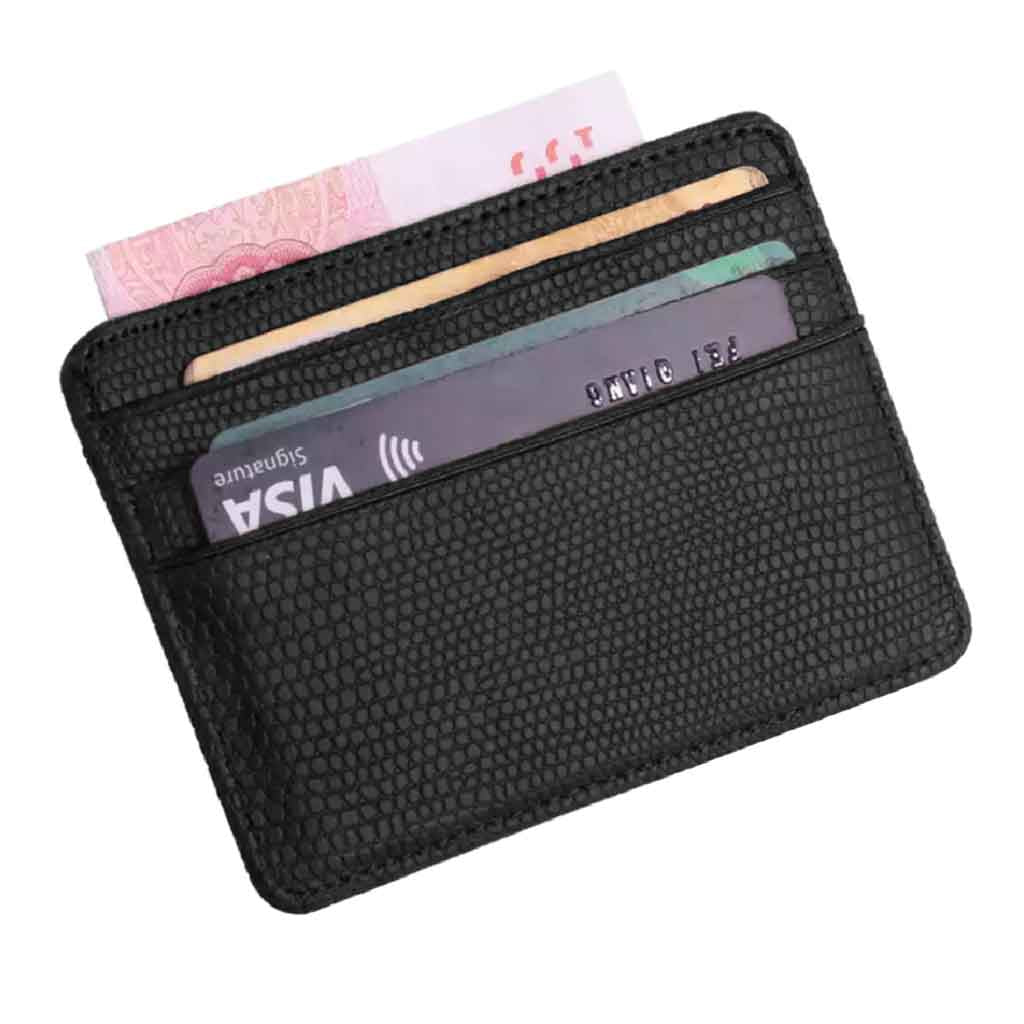 Tarjetero de Cuero PU Doble Cara Negro