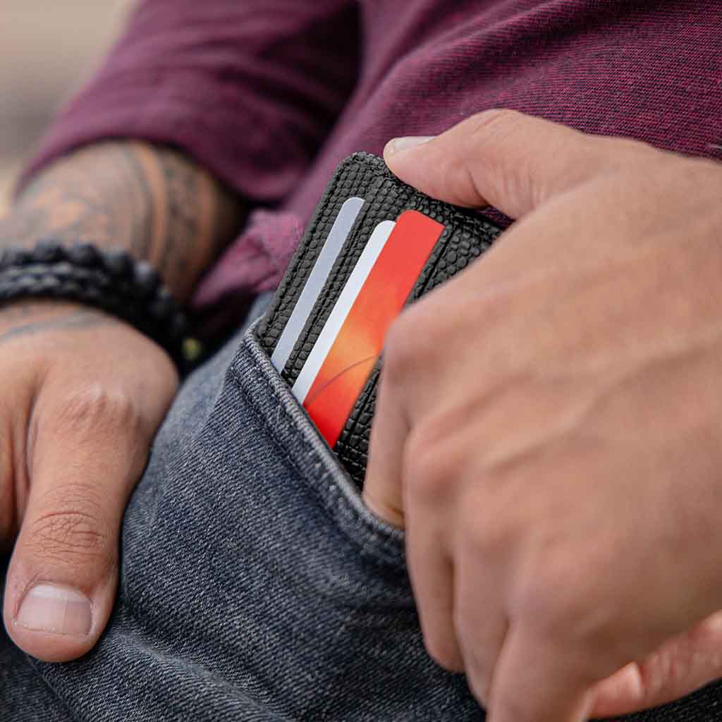 Tarjetero de Cuero PU Doble Cara Negro