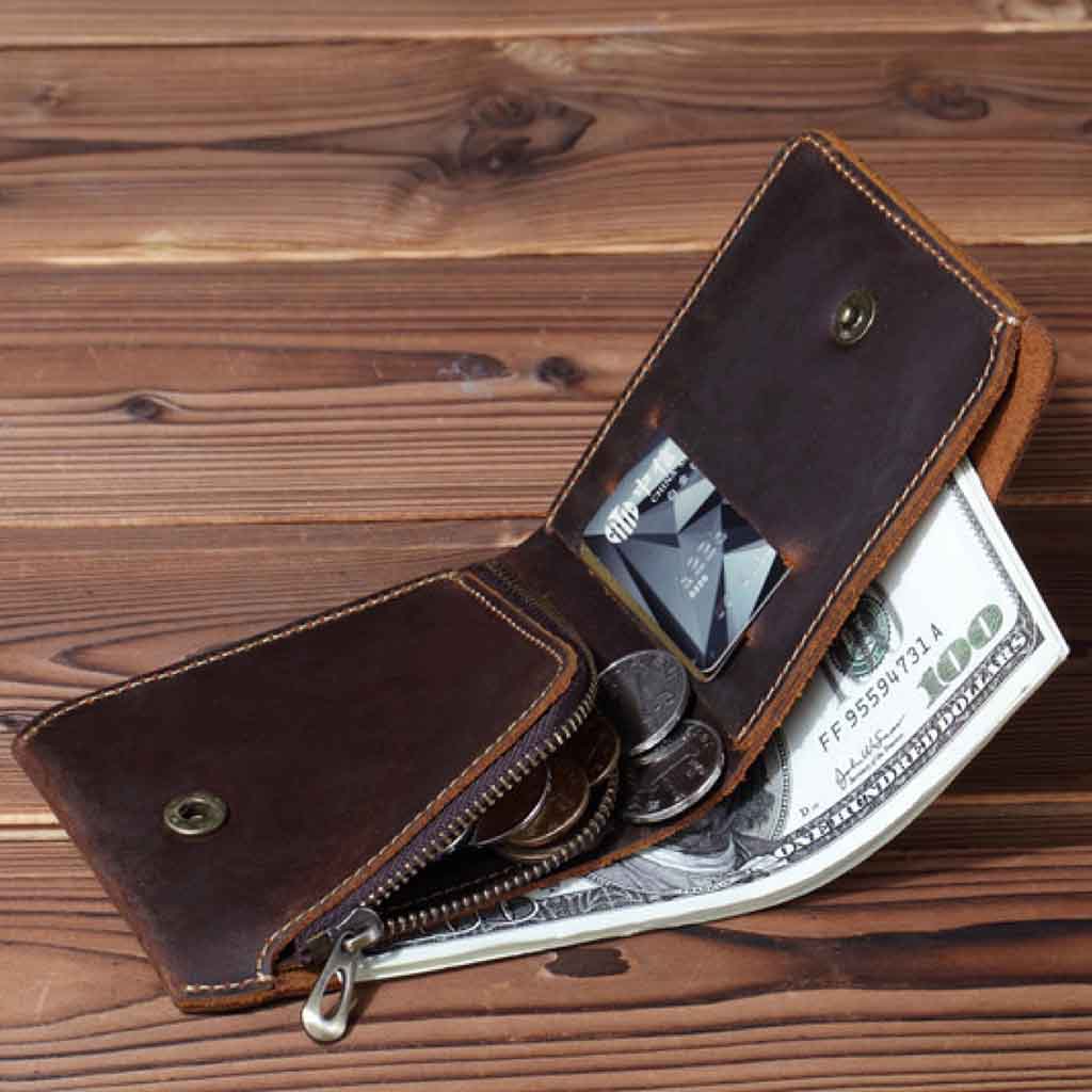 Billeteras Tarjetero Hombre Cuero Natural