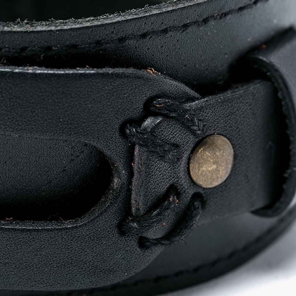 Brazalete Ancho De Cuero Pulsera Negra Banda Rock & Roll