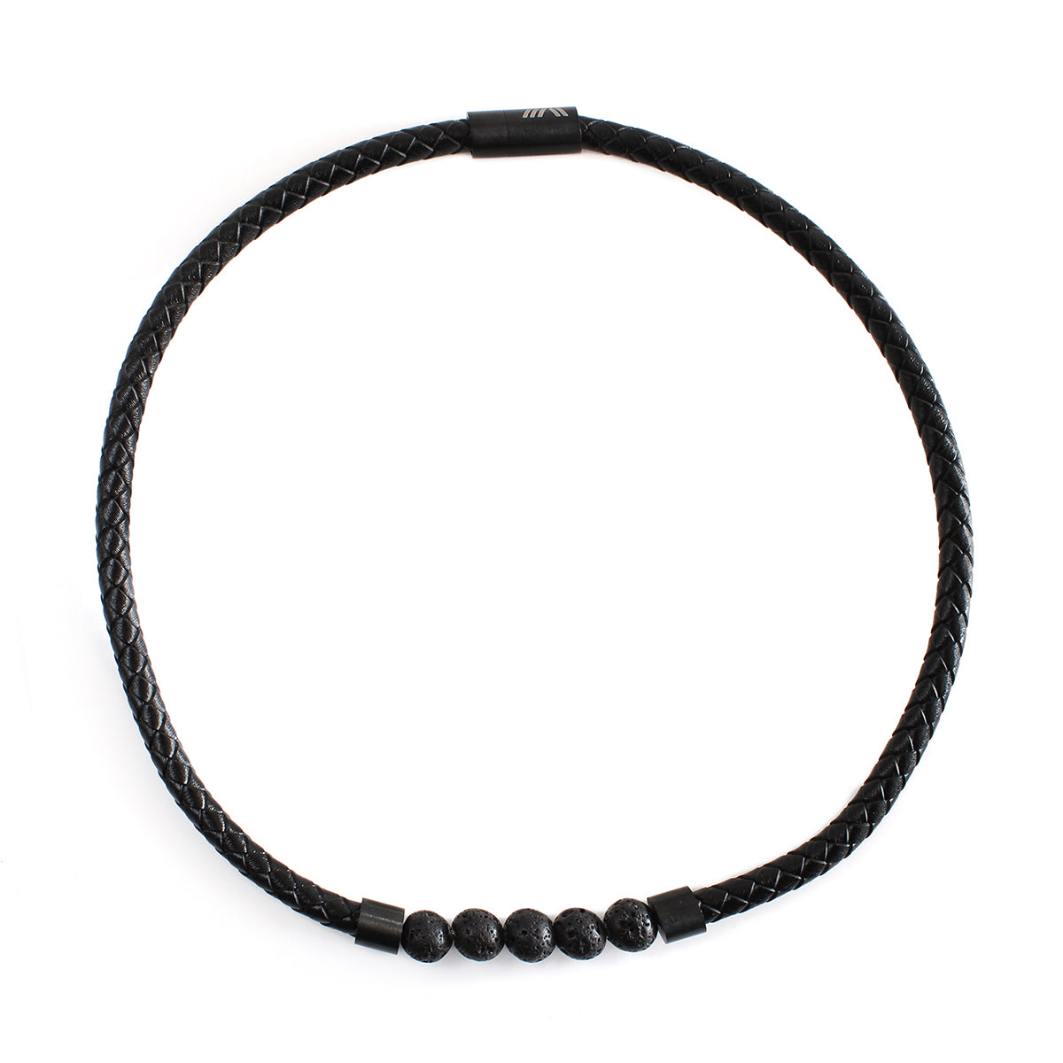 Set Collar Choker + Pulsera Cuero y Piedra Volcánica