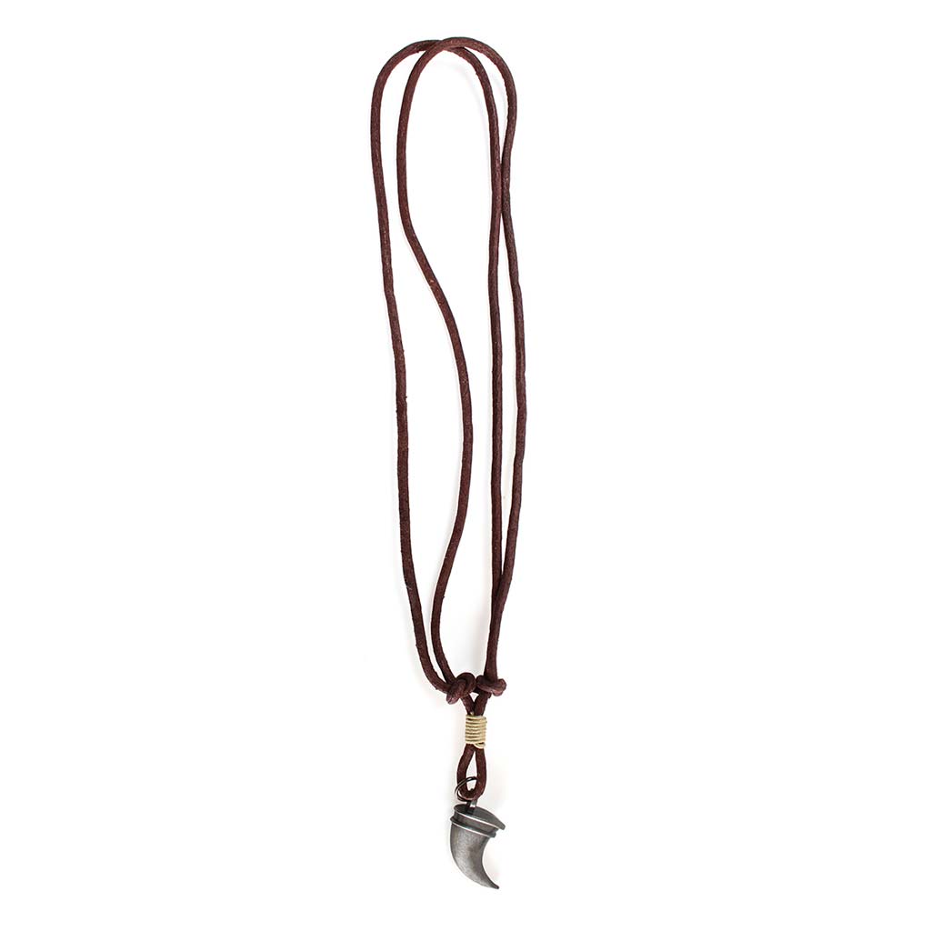 Collar de Cuero Ajustable Dije Metal Diente Tiburon