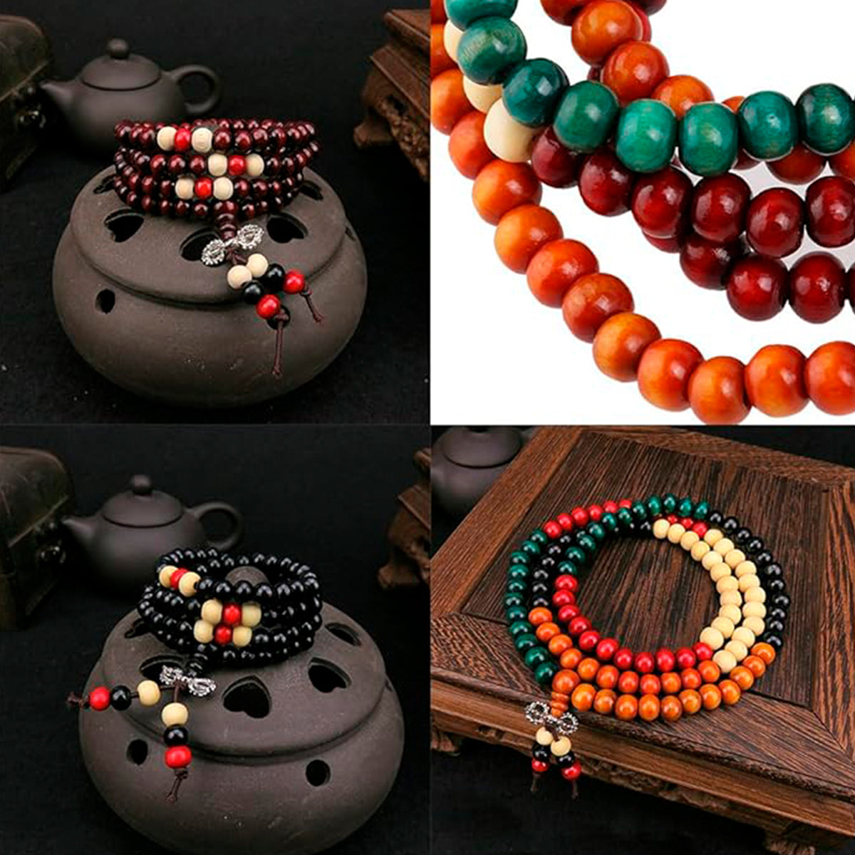 Collar Budista Japa Mala Esferas Madera para Oración y Meditación