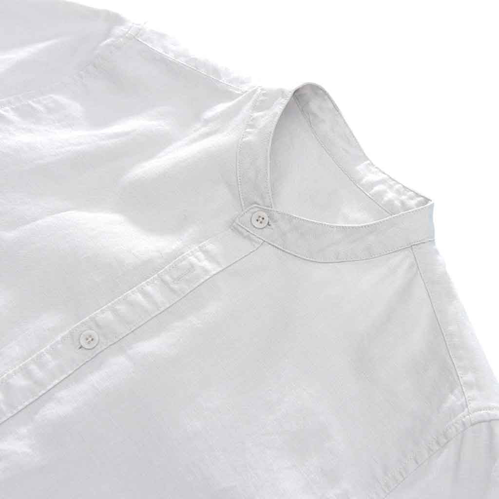 Camisa Blanca Hombre Lino Manga Corta Mao