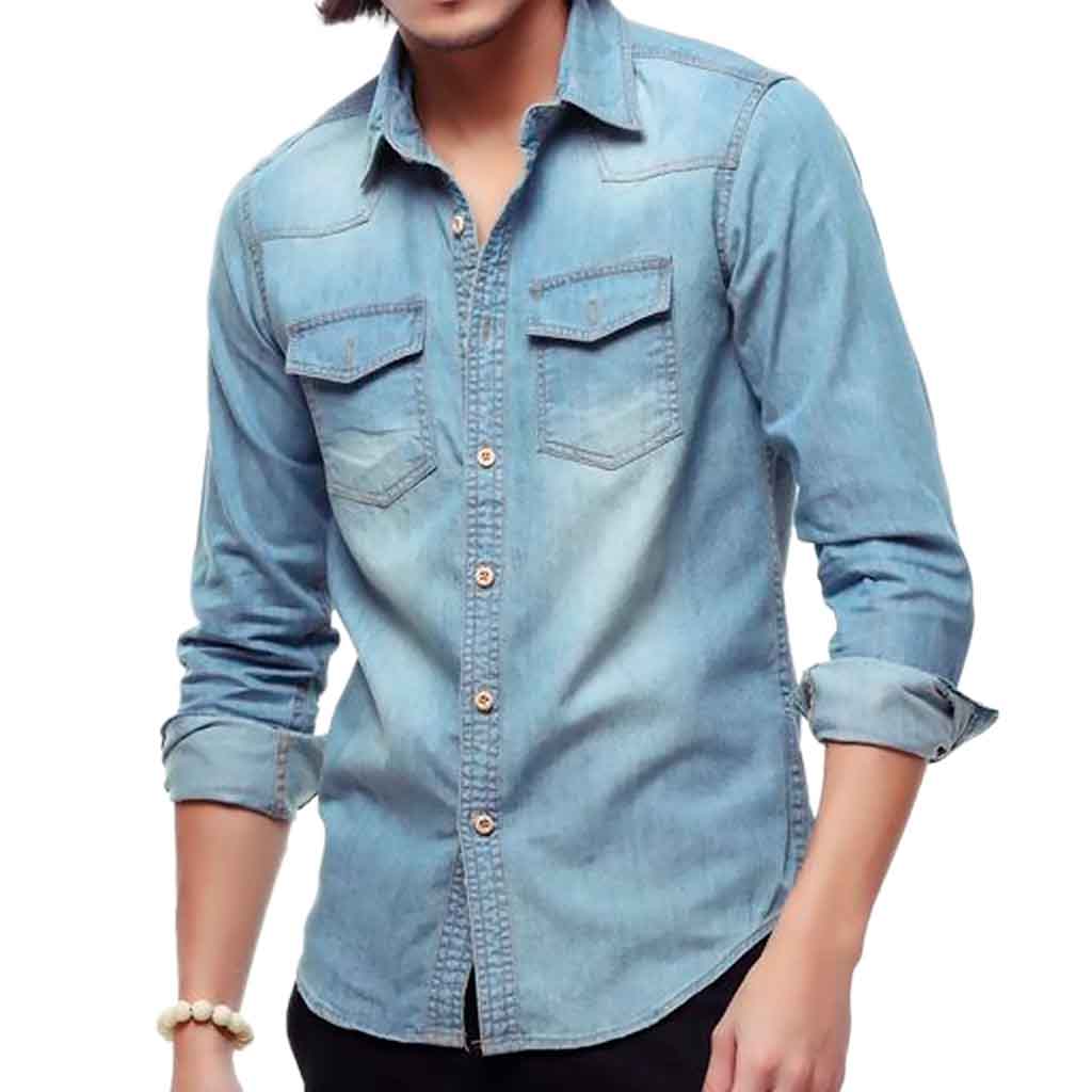 Mezclilla Camisa De Bluyin Camisa Jeans Lec Lee Para Hombre Look