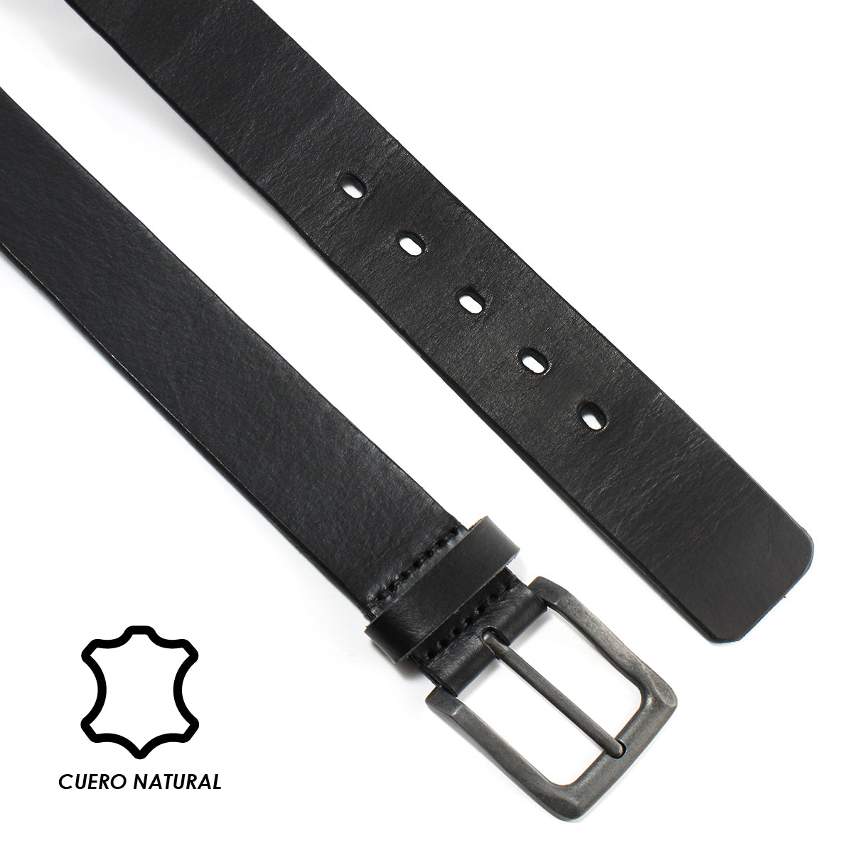 Pack Cinturon Cuero y Billetera Hombre + Strap Lentes Negro