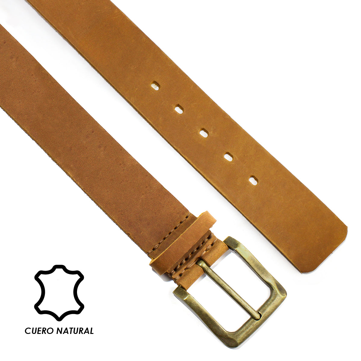 Pack Cinturon Cuero Hombre + Billetera y Strap Lentes Café