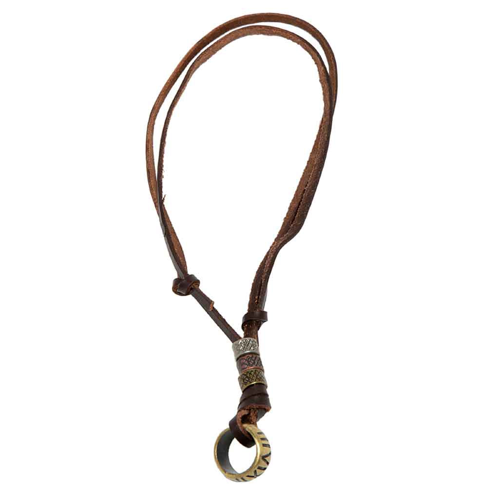 Collar De Cuero Aro Con Numero Romanos Modelo Vintage Moda